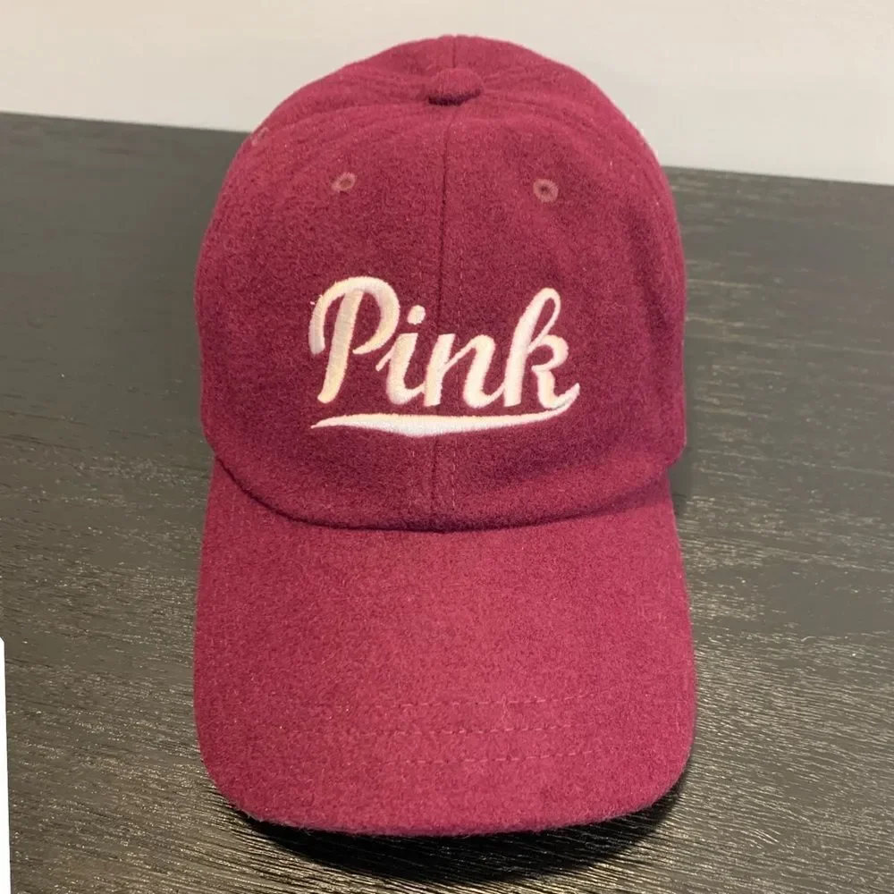 Victoria's Secret PINK Logo Wool blend Baseball Cap Maroon